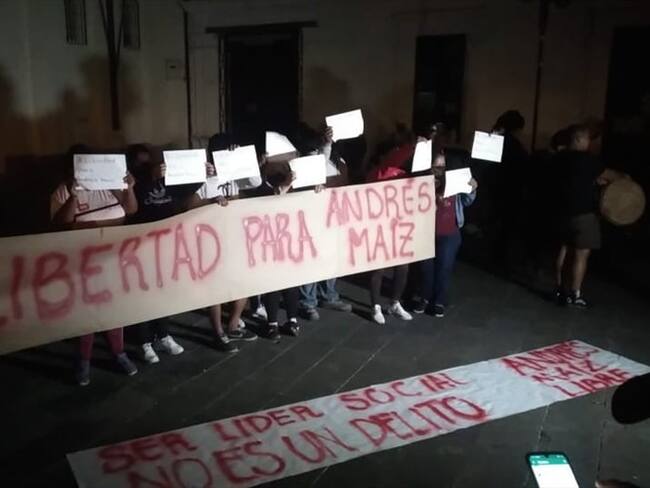 Diferentes organizaciones convocaron a un plantón para exigir la libertad del dirigente . Foto: Cortesía Javier Astaiza