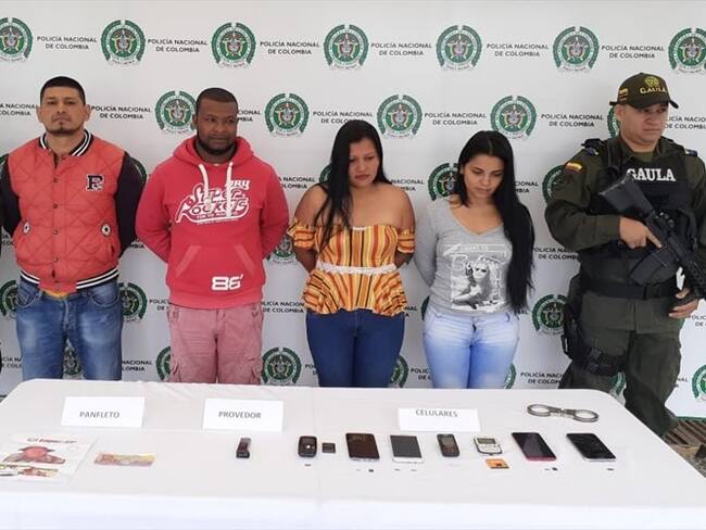 Los capturados son alias Iván, Valentierra, Marisol Cometa y Fer. Foto: Policía Nacional